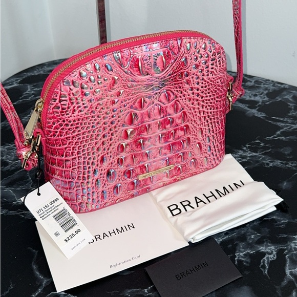 Brahmin Handbags - BRAHMIN Melbourne Small Georgina Leather Crossbody Magenta Pink Bag AUTHENTIC